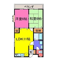 ハイツフラッグ 2LDKの間取図画像