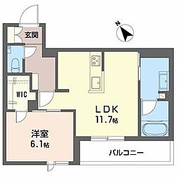 ラ ピエノ 1LDKの間取図画像