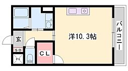 インタービレッジ下手野 ワンルームの間取図画像