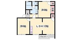 ハイツ美津野 2LDKの間取図画像