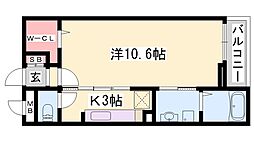 グランアウローラ8 1Kの間取図画像