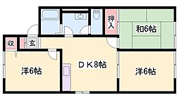 ブルースカイ山本3 3DKの間取図画像