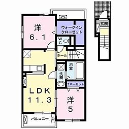 レーヴフロンスC棟 2LDKの間取図画像