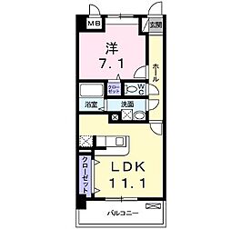 ヴィダ・アルボレス 1LDKの間取図画像