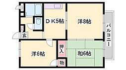 サンワード別府 3DKの間取図画像
