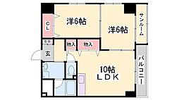 青山NKマンション 2LDKの間取図画像