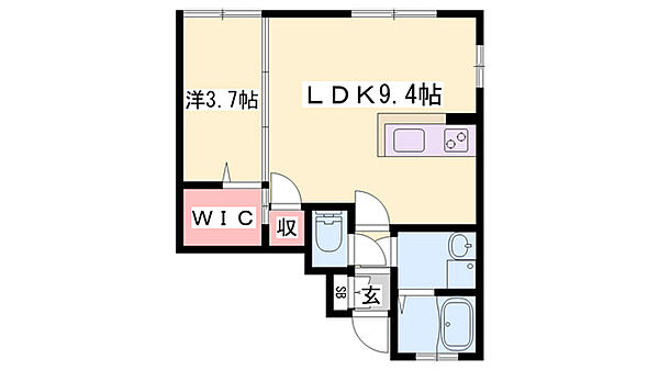 兵庫県姫路市西延末(賃貸アパート1LDK・1階・33.95㎡)の写真 その2
