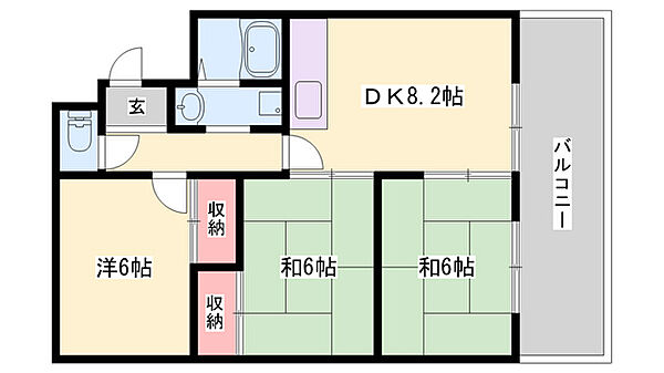 兵庫県姫路市大津区平松(賃貸マンション3DK・1階・57.15㎡)の写真 その2