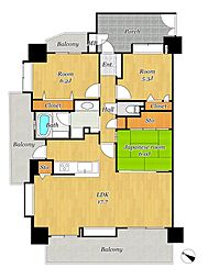 アプローズ長崎南伍番館 3LDKの間取図画像