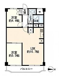 豊栄綱島マンション 2LDKの間取図画像