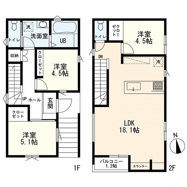 3LDK+カースペース 1号棟