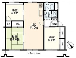 東急日吉マンション 3LDKの間取図画像