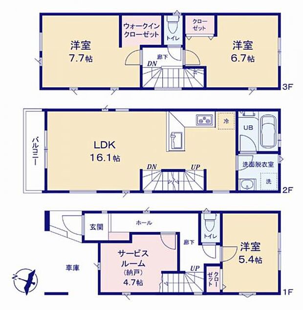 Ｂ号棟　3ＬＤＫ＋Ｓ