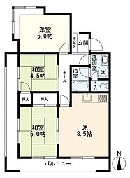 コスモテラス菊名 3DKの間取図画像