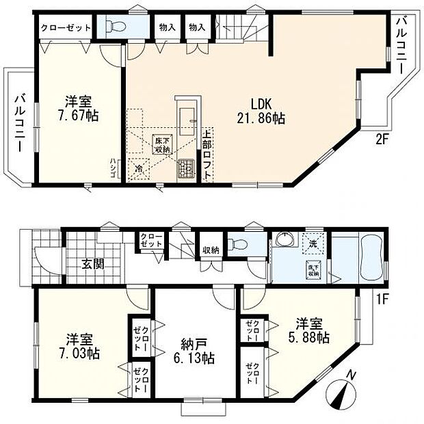 2号棟間取図(3SLDK+ロフト)