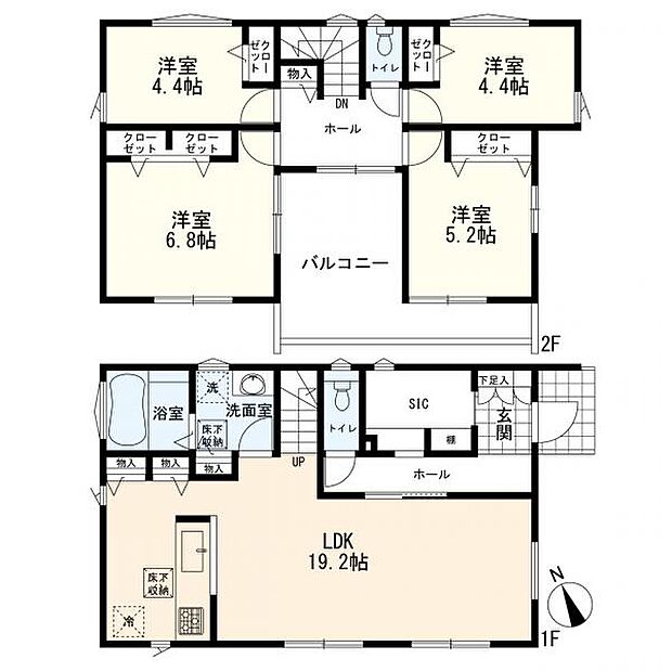 2号棟間取図　4ＬＤＫ