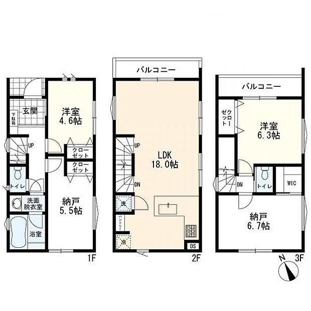 間取図 2LDK+2S 16号棟