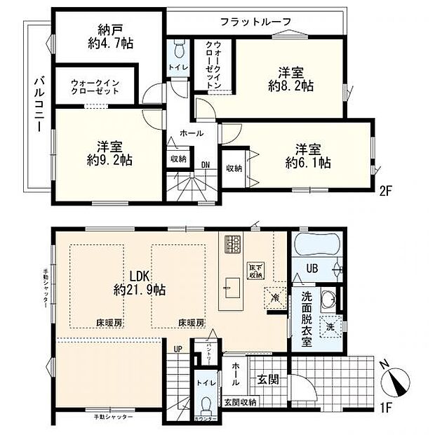 間取り(3SLDK+WIC+バルコニー)
