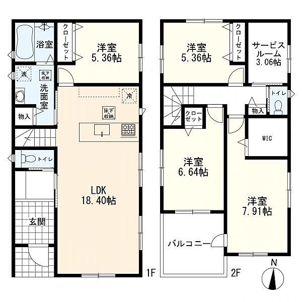 3号棟建物参考プラン　4SLDK　延床面積106.31平米　1520万円（税込）
