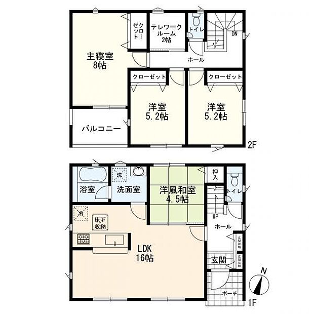 間取図 4LDK+テレワークルーム