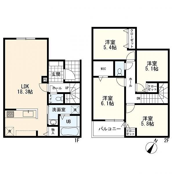 2区画参考プラン　4LDK、94.60ｍ2　価格2331万円（税込）