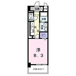 浜松市中央区原島町マンション 1DKの間取図画像