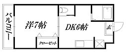 ラフォーレ円山3 1DKの間取図画像