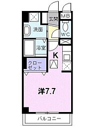 アイリス 1Kの間取図画像