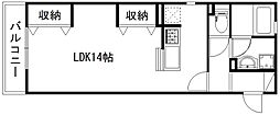 グラデーション ワンルームの間取図画像