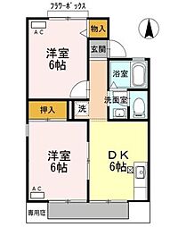 コーポシャルマン 2DKの間取図画像