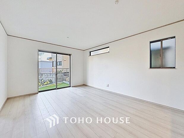 「家事楽プランの間取り。」1階、リビング階に水回りが集結していることで家事導線も確保され、《暮らしやすい》の実現が叶うお家です。