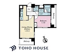 コスモ門前仲町 1LDKの間取り