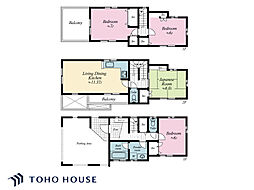 2面バルコニー・窓が多い快適な住まい 4LDKの間取り