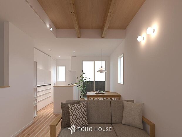 「リビングパース」くつろぎを愉しむリビングルームは憩いの場となります。リビングとダイニングの空間機能を活かし、巧みに使い分ける発想が、ライフスタイルに新しいゆとりをもたらします。