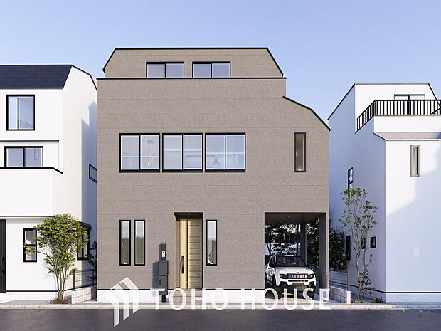 「ゆとりの4LDK。(完成予想図)」綺麗な色味の外壁はどの季節にも合い、ナチュラルな雰囲気を演出してくれます。