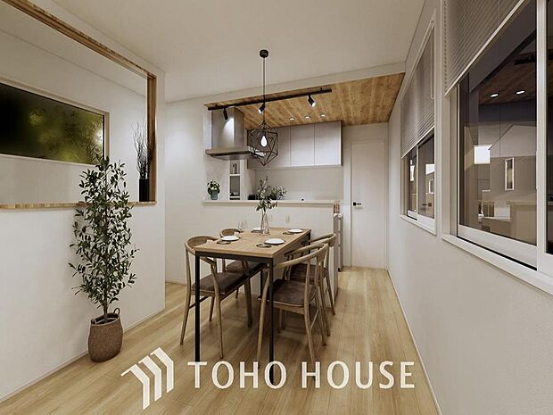 「寛ぎ空間。リビング(完成予想図)」空気感という居心地の良いBGMは、心からのやすらぎと満足感を与えてくれます。通風と採光を考慮したリビングは地域の鼓動を感じながらお寛ぎ頂くことが可能です。