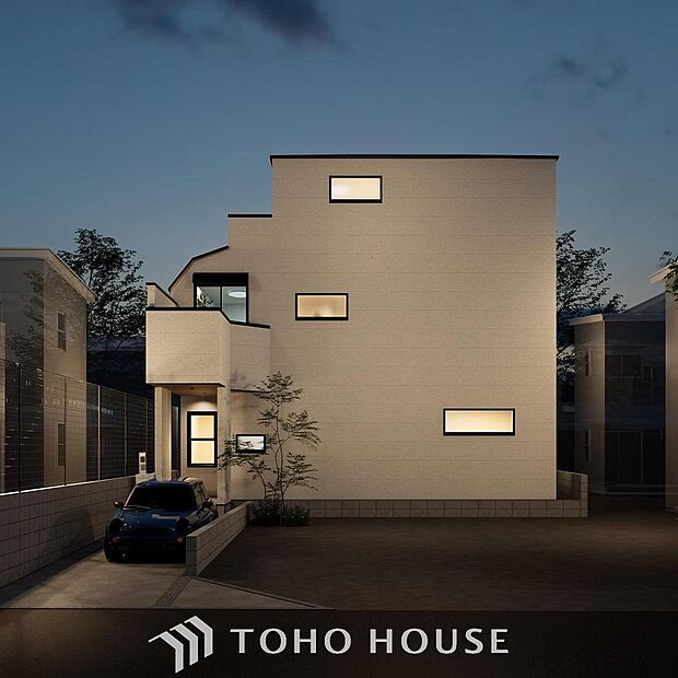 「3階建・3SLDK。(完成予想図)」駐車場付きの一戸建てですので、マンションと違い目の前に愛車を置いておくことができます。