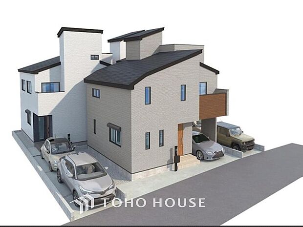 「完成予想図」対面キッチンを採用した約17.9帖LDKの邸宅です。