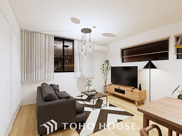 「リビングダイニング（パース）」毎日過ごす場所だからこそ、飽きのこないデザインが大事。本当に欲しい「寛げる空間」を実感して頂けます。