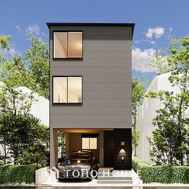 「外観」（パース）今日も、明日も、この街で、きっと誰かがしあわせになる物語が描かれていくはずです。爽快な風も毎日やさしく頬をなででくれます。