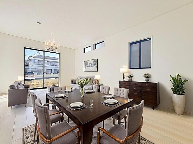 「穏やかな時が流れる癒しの空間」穏やかな光が明るくリビングルームを包みます。（画像内の家電・家具等はCGです。本物件には付帯されません。）