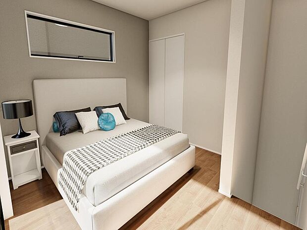 「洋室(パース)」清潔感あるホワイトの壁紙クロスと温もり溢れるカラーの床材が見事に調和した本邸宅。毎日の生活を少しでも快適に過ごして頂ける様、飽きの来ない雰囲気が大切です。