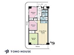 汐浜サンハイツ1号棟 3LDKの間取図画像