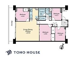 幕張サウスコートA棟 4LDKの間取図画像