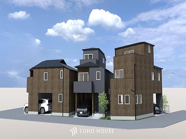 「外観パース~西新小岩3丁目新築戸建て 全3棟3号棟~」快適に過ごす条件は、一人ひとり違います。だからこそ飾り過ぎないシンプルな内装と偏り過ぎないデザインで統一しております。