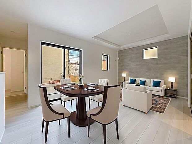 「折上げ天井・アクセントクロスを採用。」(画像内の家電・家具等はCGです。本物件には付帯されません。)