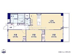 大島スカイハイツ 3LDKの間取図画像