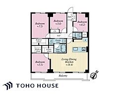 朝日シティパリオ東向島 4LDKの間取図画像