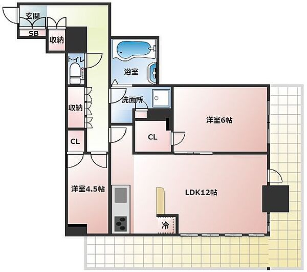 ローレルタワー堺筋本町 1402｜大阪府大阪市中央区久太郎町2丁目(賃貸マンション2LDK・14階・63.52㎡)の写真 その2