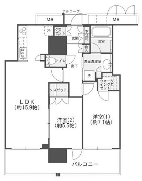 ジオタワー南森町 ｜大阪府大阪市北区東天満2丁目(賃貸マンション2LDK・10階・67.34㎡)の写真 その2